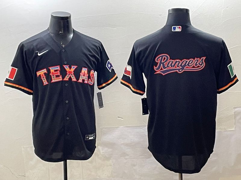 Men Texas Rangers Blank Black Mexico Game 2025 Nike MLB Jersey style 8
